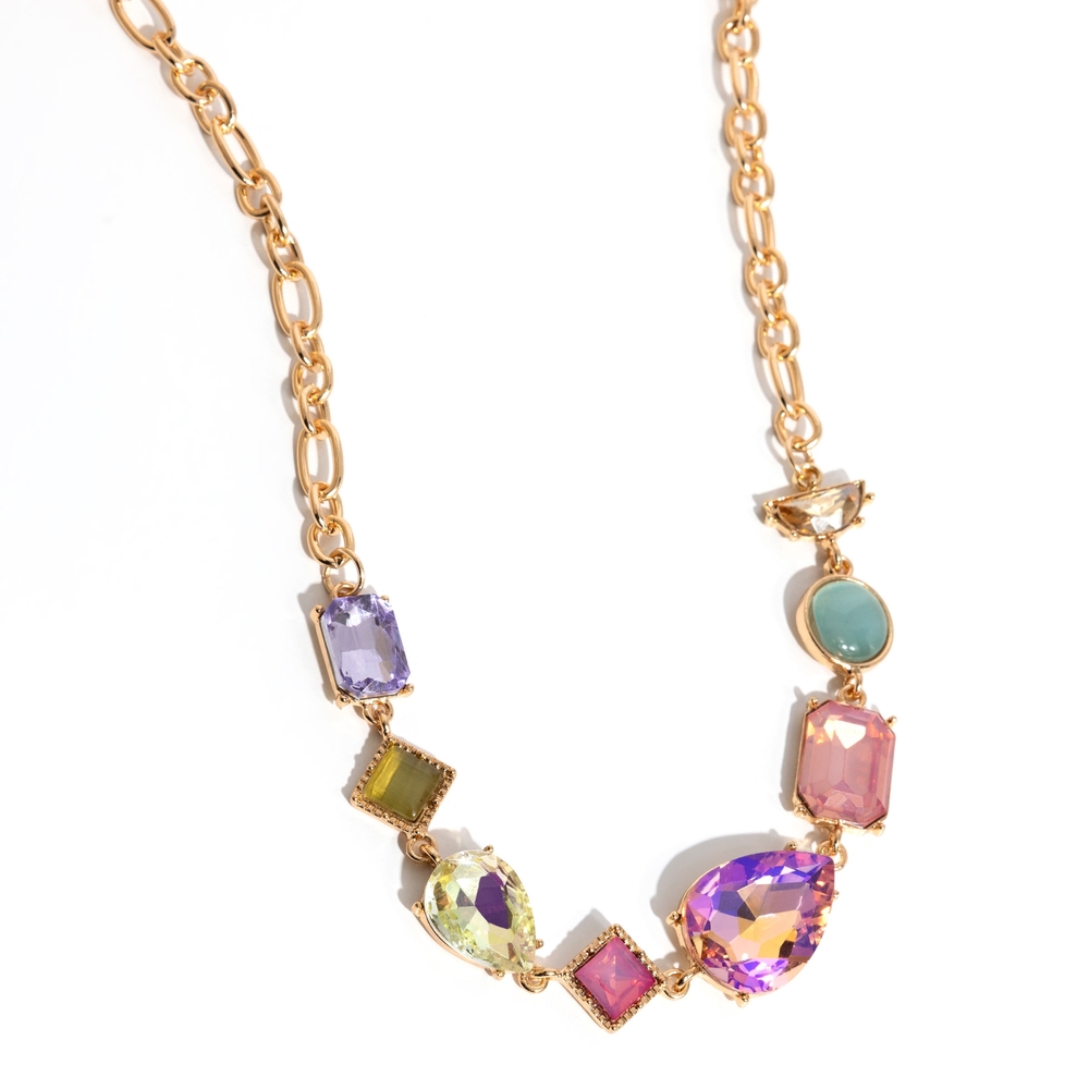 Multicolor Gemstone Necklace Vintage Virtue Multi Gold Chain Fashion Jewelry